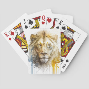 Lion Portrait Tiermalerei Spielkarten