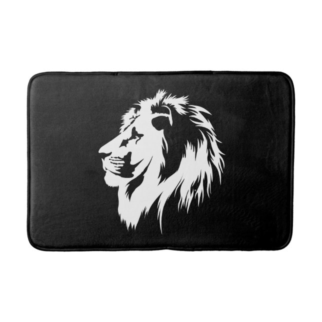 Lion Portrait (weiß) Badematte (Vorderseite)