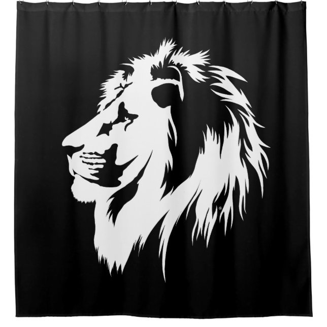 Lion Portrait (weiß) Duschvorhang (Vorderseite)