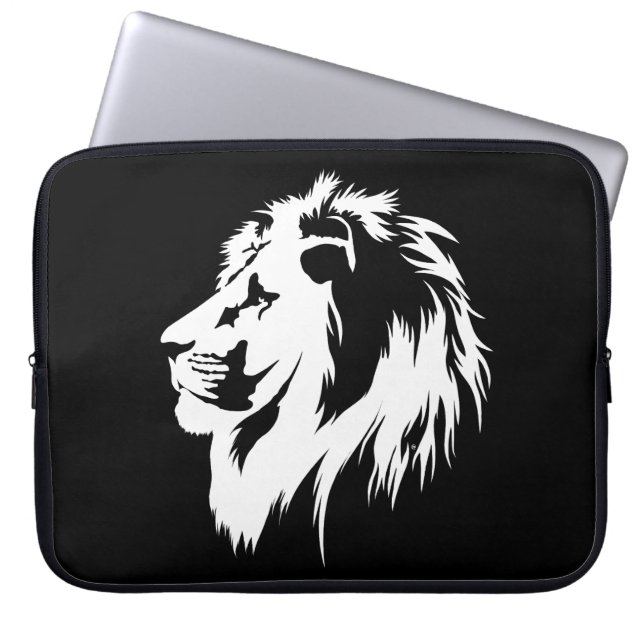 Lion Portrait (weiß) Laptopschutzhülle (Vorderseite)