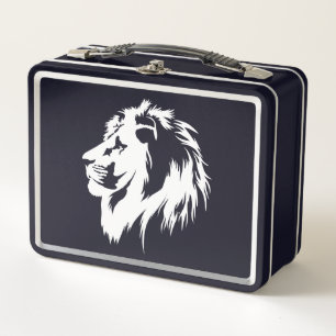 Lion Portrait (weiß) Metall Brotdose