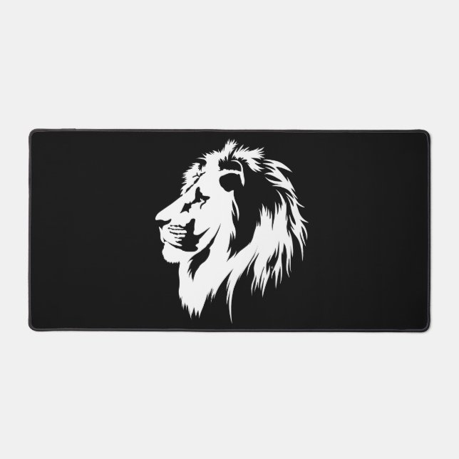Lion Portrait (weiß) Schreibtischunterlage (Vorderseite)