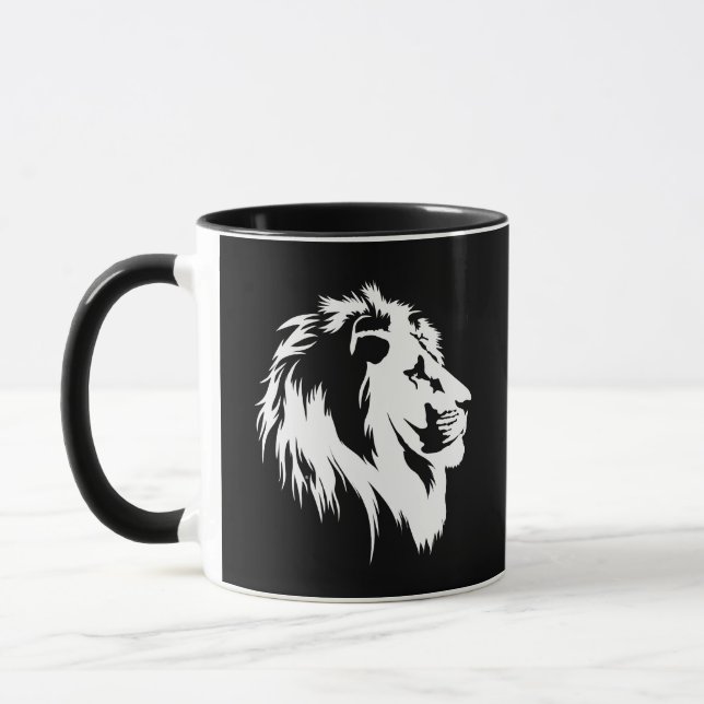 Lion Portrait (weiß) Tasse (Links)