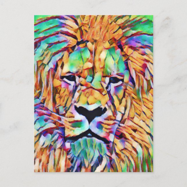 Lion Postcard - Vibrannte Kunst Postkarte (Vorderseite)