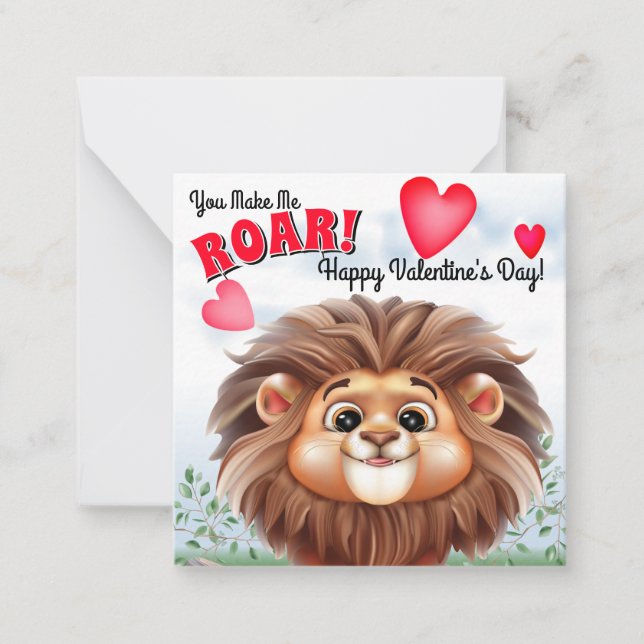 Lion Pun Kids Classroom Valentine Card Mitteilungskarte (Vorderseite)