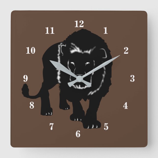 Lion Quadratische Wanduhr (Vorderseite)