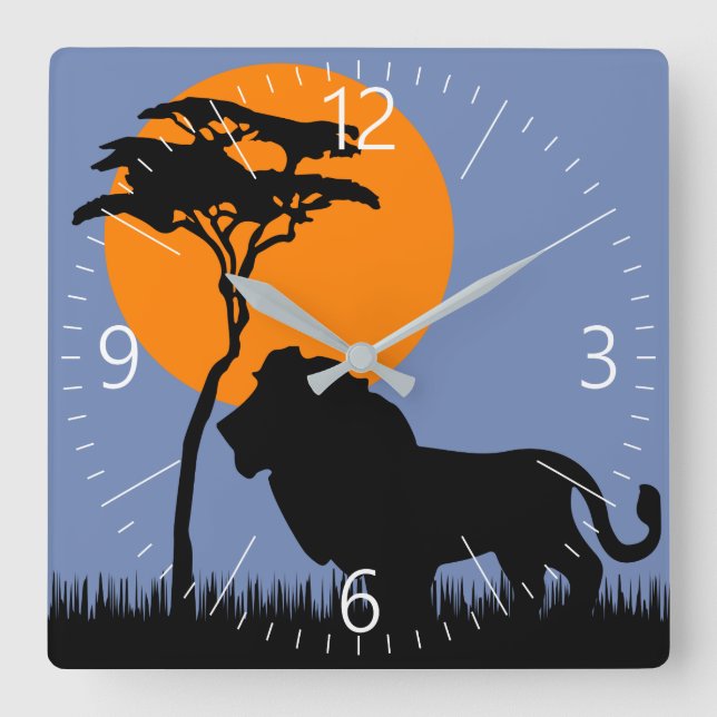 Lion Quadratische Wanduhr (Vorderseite)