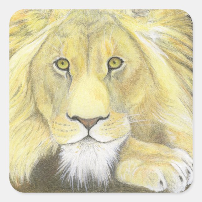 Lion Quadratischer Aufkleber (Vorderseite)
