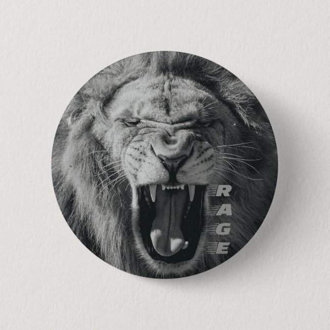 Lion Rage Black und White Roar Button (Vorderseite)