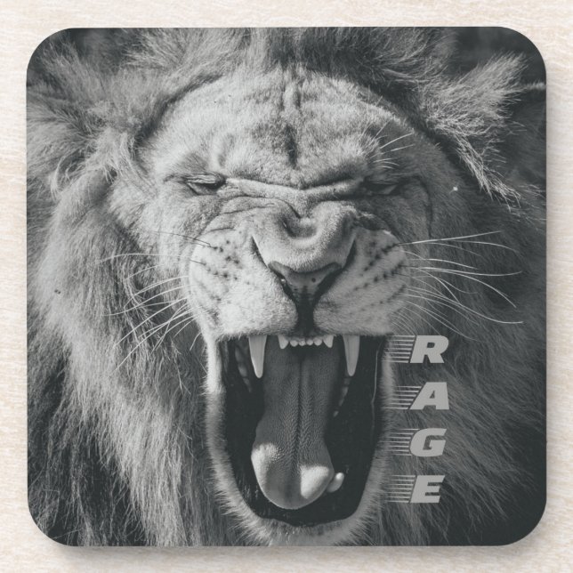 Lion Rage Black und White Roar Getränkeuntersetzer (Vorderseite)