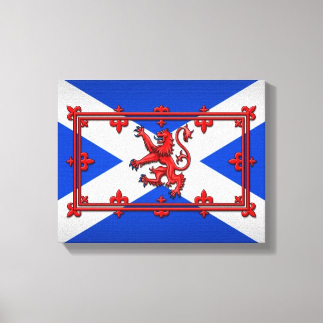 Lion Rampant auf schottischer Flagge Leinwanddruck (Vorderseite)