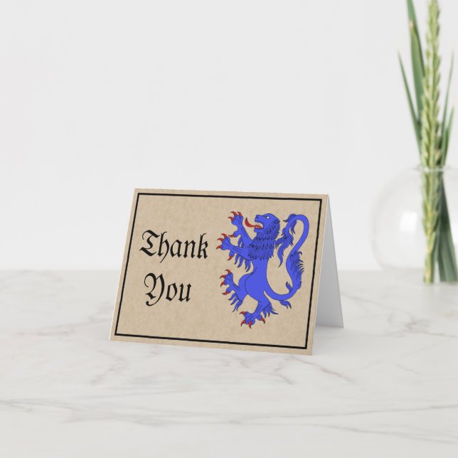 Lion Rampant Azure Danke-Card Dankeskarte (Vorderseite)