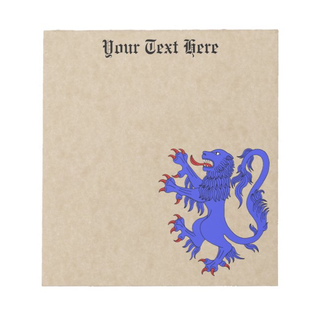 Lion Rampant Azure Notizblock (Vorderseite)