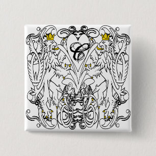 Lion Rampant Renaissance Wedding Button
