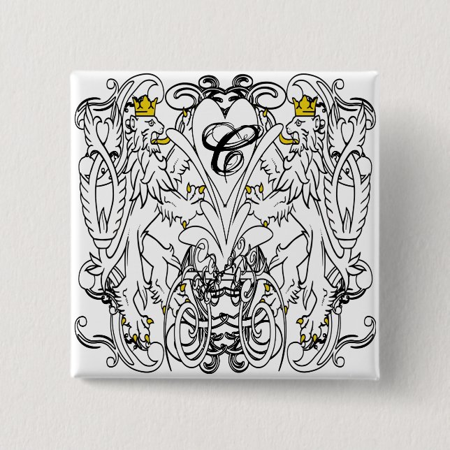 Lion Rampant Renaissance Wedding Button (Vorderseite)