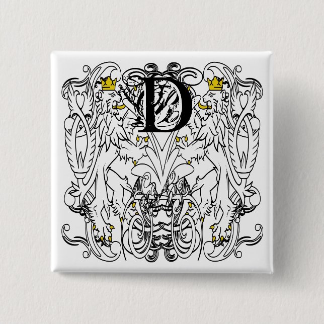 Lion Rampant Renaissance Wedding Button (Vorderseite)