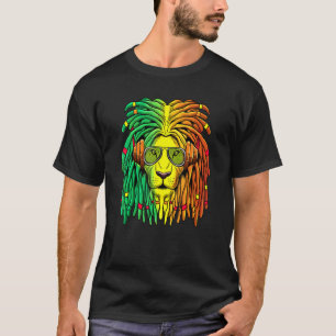 Lion Rasta Colors Reggae Kopfhörer Dreadlocks T-Shirt