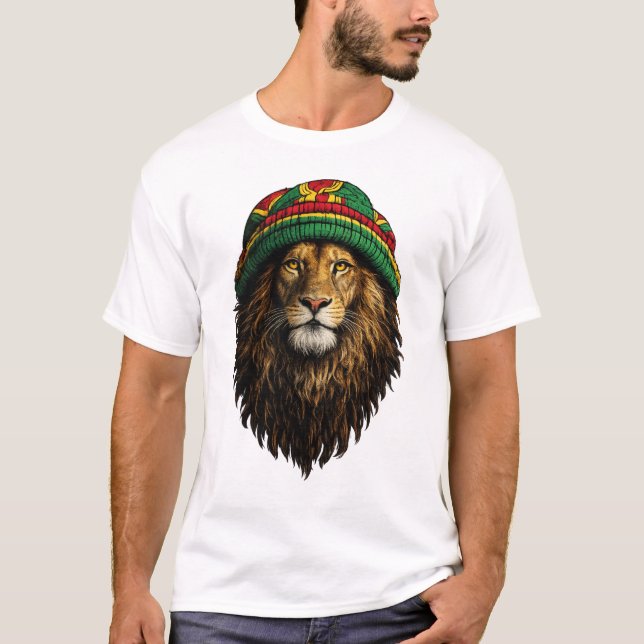 Lion Rasta Hat T-Shirt – Chill Urban Design (Vorderseite)