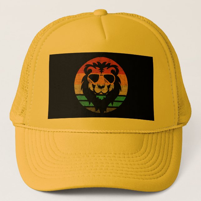Lion Retro Style Vintag Truckerkappe (Vorderseite)