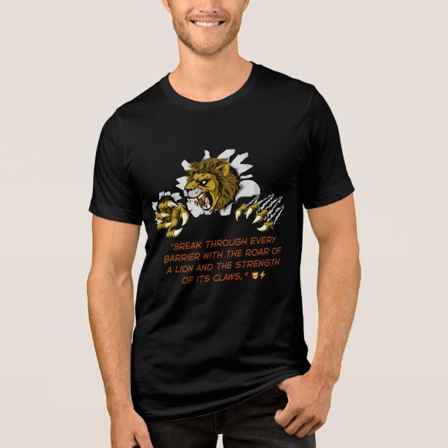 Lion Roar Power - Motivierend Zitat Grafik Tri-Blend Shirt (Vorderseite)