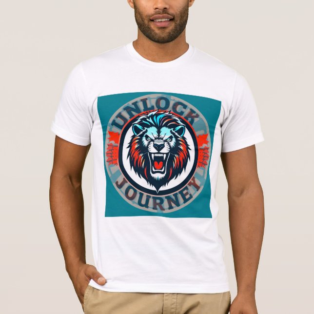 Lion Roaring Emblem mit Entsperrung T-Shirt (Vorderseite)