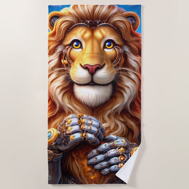 Lion Robot Strandtuch (Vorderseite)