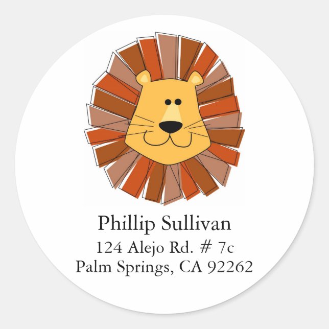 Lion Round Address Labels Runder Aufkleber (Vorderseite)
