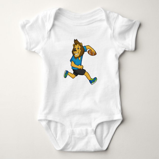 Lion Rugby Player Football Baby Strampler (Vorderseite)