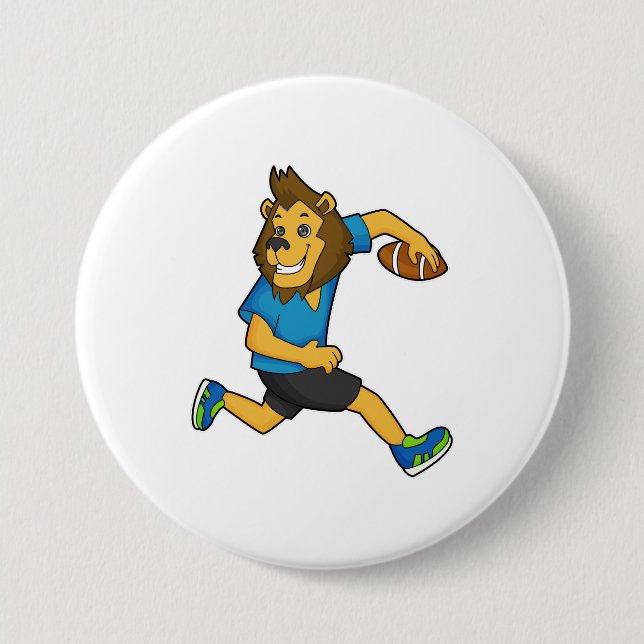 Lion Rugby Player Football Button (Vorderseite)