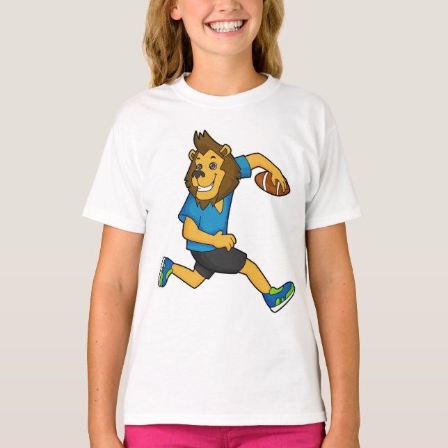 Lion Rugby Player Football T-Shirt (Vorderseite)