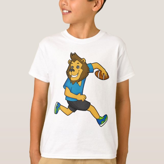 Lion Rugby Player Football T-Shirt (Vorderseite)