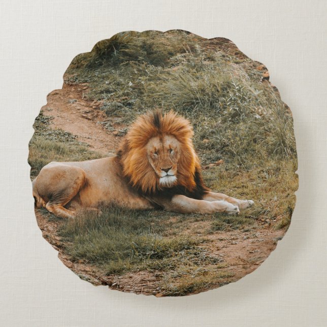 LION RUNDES KISSEN (Vorderseite)