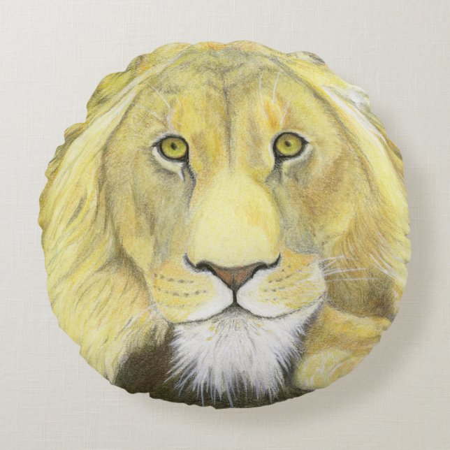 Lion Rundes Kissen (Vorderseite)