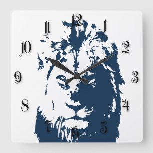 Lion’s face quadratische wanduhr