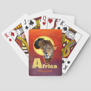 Lion Safari Africa Sunset Personalisiert Spielkarten