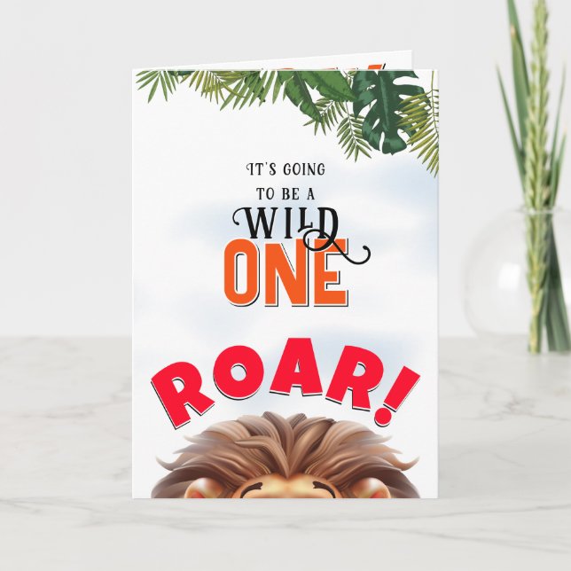 Lion Safari Wild One Kids Erster Geburtstag Karte (Vorderseite)