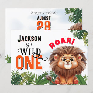 Lion Safari Wild One Kindergeburtstag Party Einladung