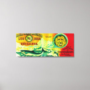 Lion Salmon Can LabelWrangell, AK Leinwanddruck