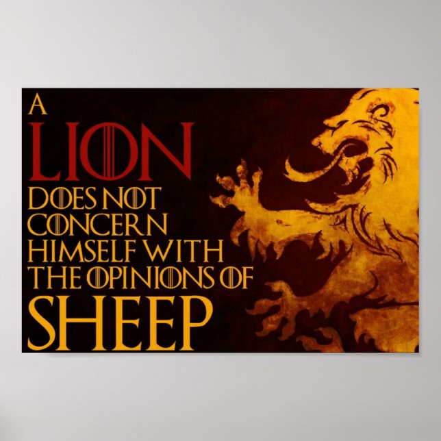 Lion Sheep Poster (12" x 8") (Vorne)