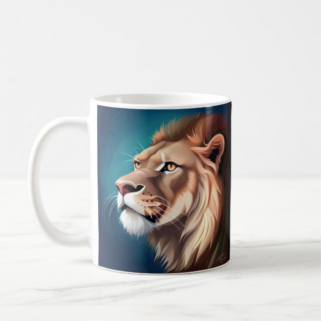 Lion Side Posed Portrait-56557 Kaffeetasse (Links)