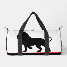 Lion Silhouette Black Red Trim Duffle Bag