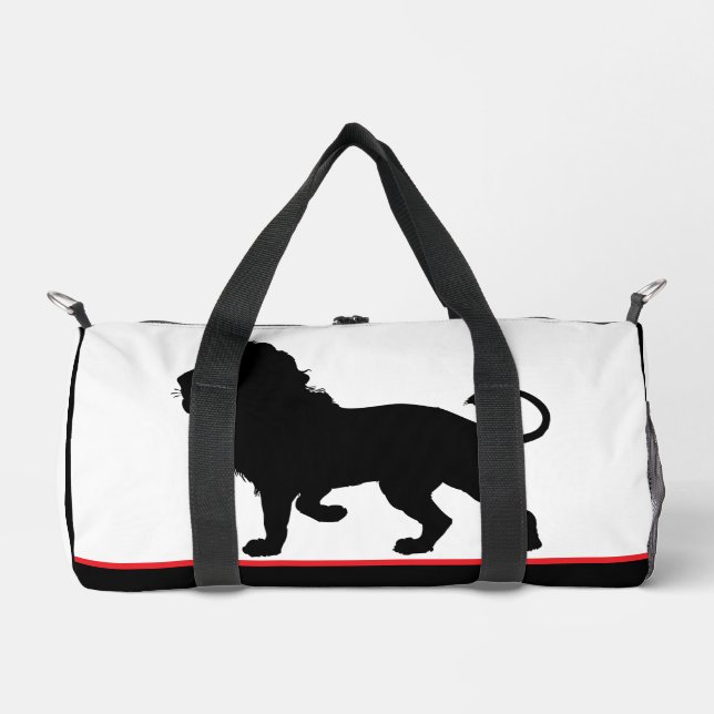 Lion Silhouette Black Red Trim Duffle Bag (Vorderseite)