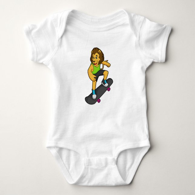 Lion Skater Skateboard Baby Strampler (Vorderseite)