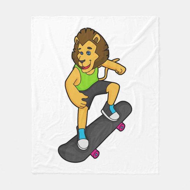 Lion Skater Skateboard Fleecedecke (Vorderseite)