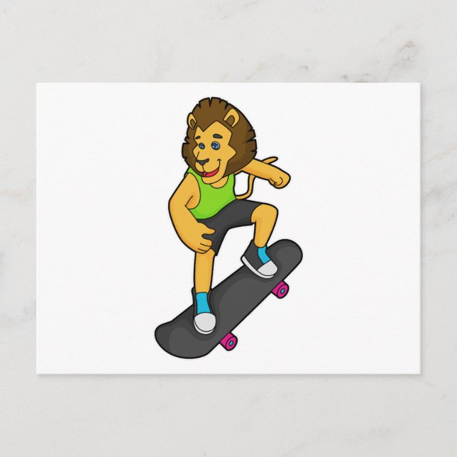 Lion Skater Skateboard Postkarte (Vorderseite)