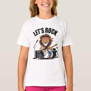 Lion spielt Gitarre mit Schlagzeug und Mike T-Shirt