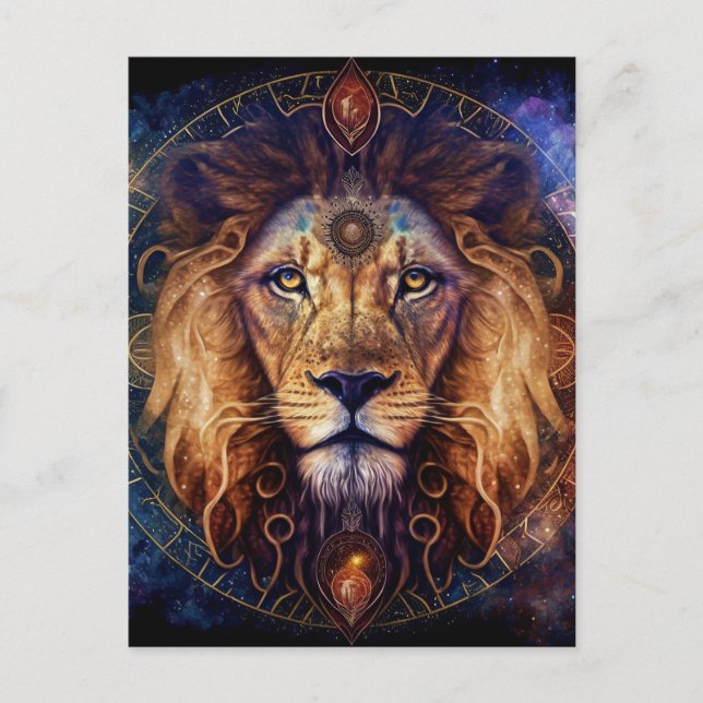 Lion Spirit Mandala Visionäre Kunst Postkarte (Vorderseite)