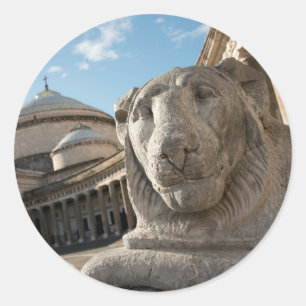 Lion statue in front of San Francesco di Paola Runder Aufkleber