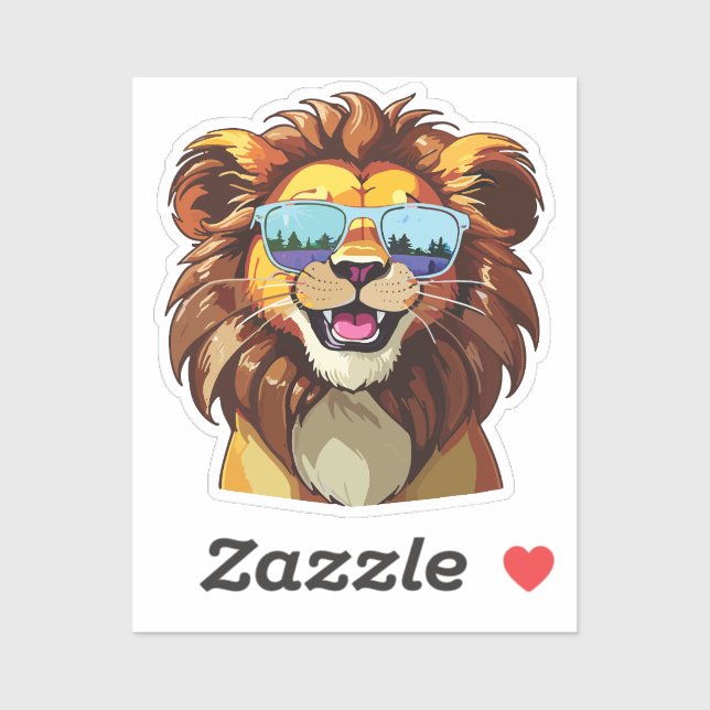 Lion Sticker with Aviator Sunglasses  (Blatt)