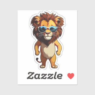Lion Sticker with Aviator Sunglasses